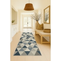Rug Branch Havana 2' x 19' (Exact Size: 2'3" x 19') Geometric Indoor Runner Rug, Blue Beige, Coastal - Entryway, Hallway, Bathroom, and Kitchen