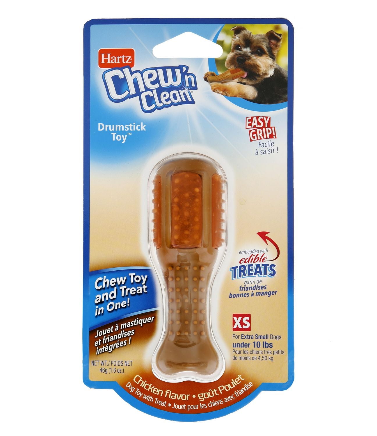 Hartz Chew & Clean Chicken Drumstick Extra Small Dog Toy, Flavoured embedded Treats