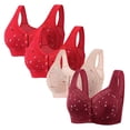 thumbnail image 1 of Latrodar Bras for Women Front Closure Bras for Women No Underwire 4PCS Push up Bralettes No Underwire Deep Cup Softly Full Coverage Bras with Wide Straps Solid Embroidered Underwear for Ladies Running, 1 of 3