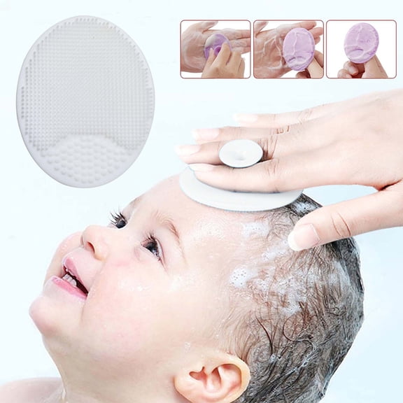 Cradle Cap Brush,Heavy-Duty Bath Brush with Suction Cup Handle,Reusable Silicone Massage Brush,Exfoliating and Massaging,Essential for Sensitive Dry Skin,1.97x2.56x0.79 inch (N)