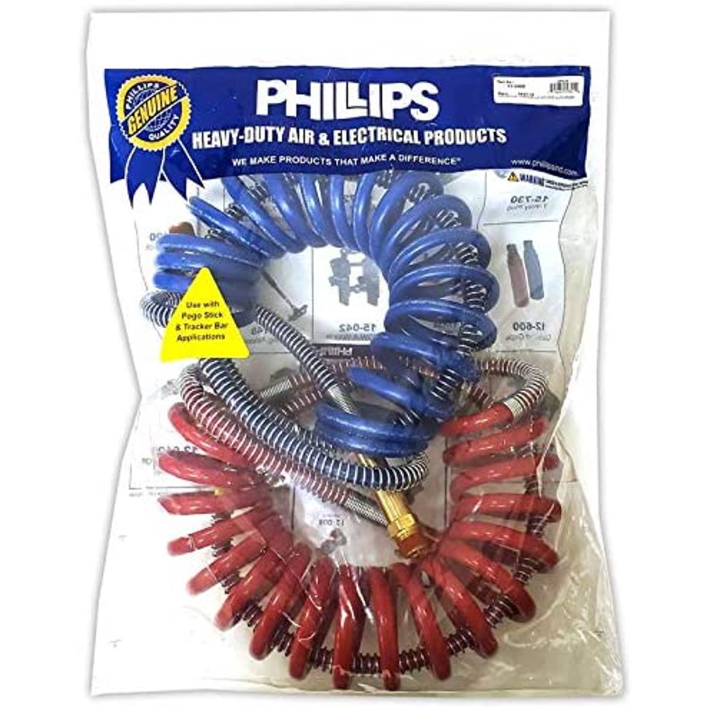 Phillips 113400 Power 15' Grip Coiled Air Brake Hose Set + 40" Lead