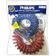 Phillips 11-3400 Power 15' Grip Coiled Air Brake Hose Set   40" Lead Work with Truck Trailer (Blue, Red)