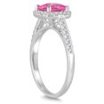 thumbnail image 2 of SZUL Women's 5MM Cushion Cut Pink Topaz and Diamond Halo Ring in 10K White Gold, 2 of 5