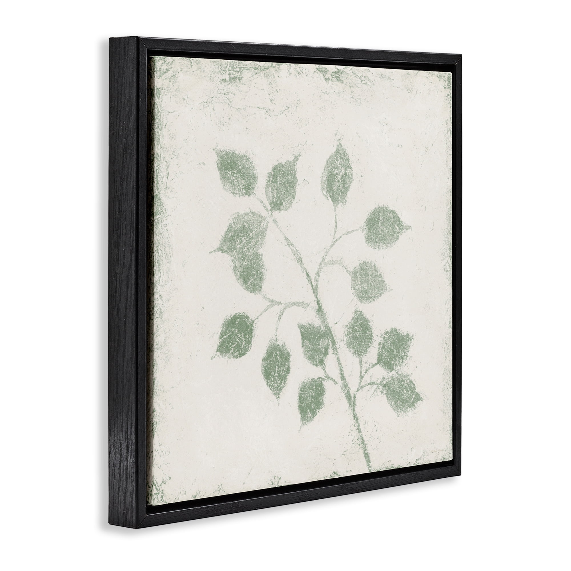 Stupell Industries November Leaves Plant Sprig Black Framed Floater Canvas Wall Art, design by Michael Marcon