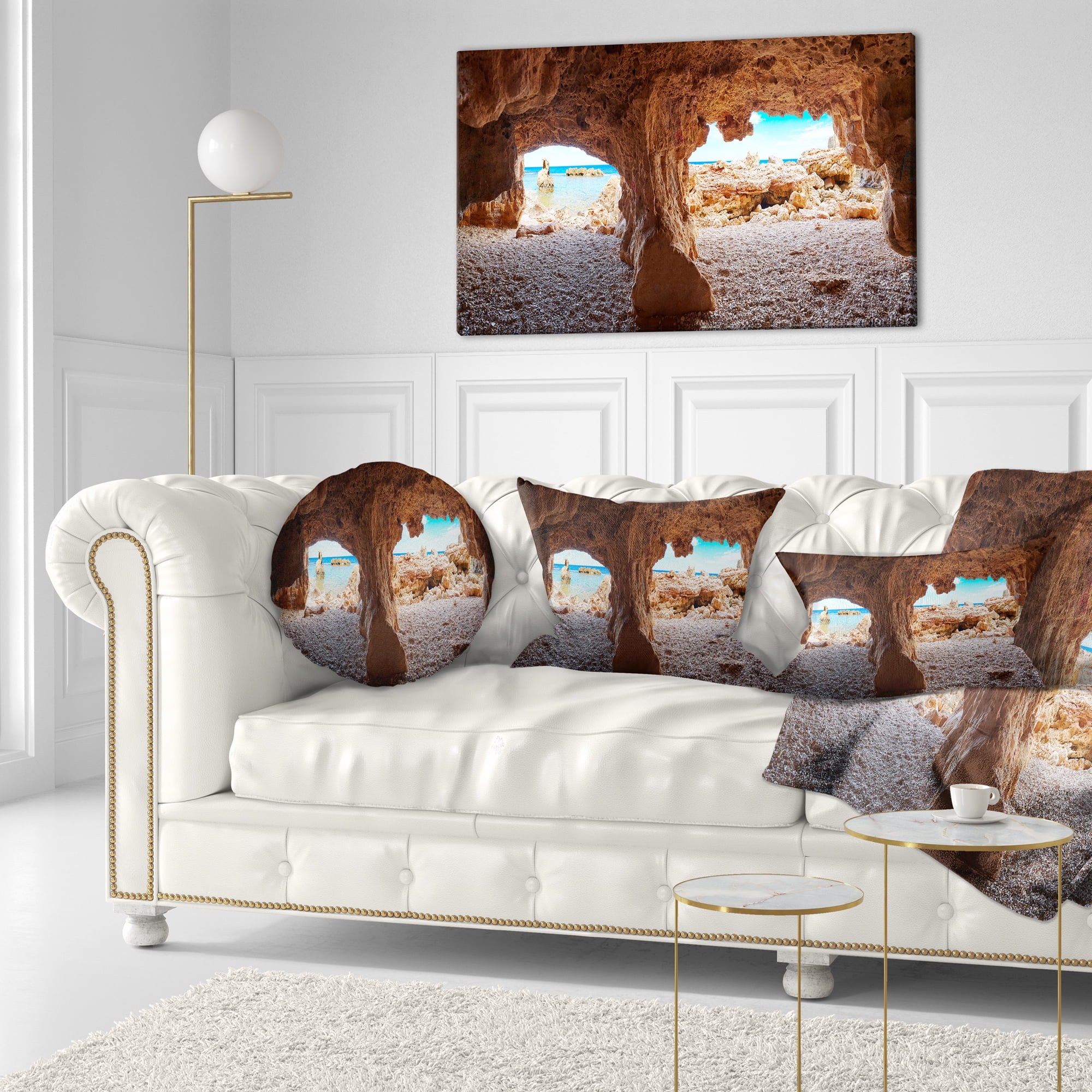 Designart 12" x 20" Blue Polyester Throw Pillow