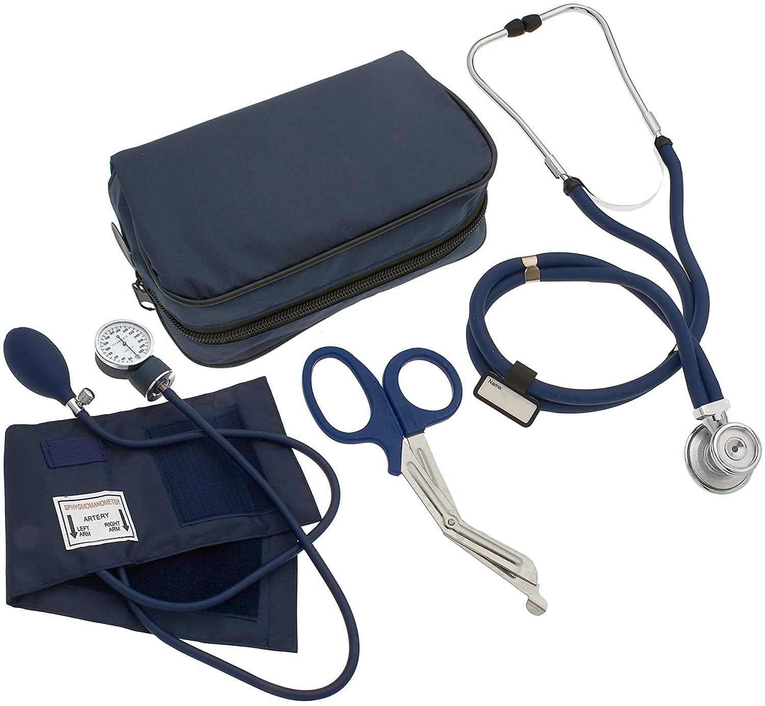 ASA Techmed Nurse Starter Kit - Stethoscope and Blood Pressure Cuff Set  with EMT Shears (Navy Blue) 