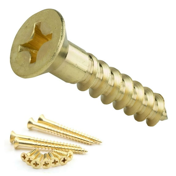 Drive Fasteners Tapping Cross Recessed Flat Head Self Drilling Wood Screws Solid Brass M4 X 50MM 5 PCS