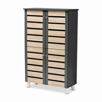 Baxton Studio Gisela Modern and Contemporary Two-Tone Oak and Dark Gray 4-Door Shoe Storage Cabinet