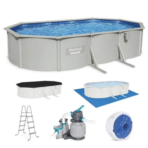 Bestway Hydrium 20'x12'x48" Steel Side Wall Above Ground Pool w/ Sand Pump & Accessories