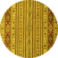 thumbnail image 1 of Ahgly Company Machine Washable Indoor Round Abstract Yellow Modern Area Rugs, 8' Round, 1 of 4