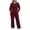 Wine-12, variant on Sentuca Womens Lounge Set Ribbed Knit Crew Neck Long Sleeve Top Wide Leg Pants with Pockets Fall Casual Comfort Lightweight 2 Piece Outfits Coffee L