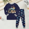 thumbnail image 2 of CAUYDY 5-6T 7-8Y 9-10Y Kid Pajamas Boy Clothing for Children Long Sleeve Shirt Elastic Pants 2Pcs Cute Fall Winter Set Boys Outfits Sizes 7-8 Years,Dark Blue, 2 of 6
