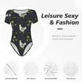 thumbnail image 6 of Daiia Cartoon Rooster print Women's Crew Neck Short Sleeve Bodysuit Fashion Tops Fit Casual Basic Extender Bodysuit-Small, 6 of 9