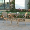 thumbnail image 3 of Emma + Oliver Indoor/Outdoor Bistro Style 31.5 in. Table with Natural & White PE Rattan, Glass Top, and Light Natural Bamboo Finished Metal Frame, 3 of 12
