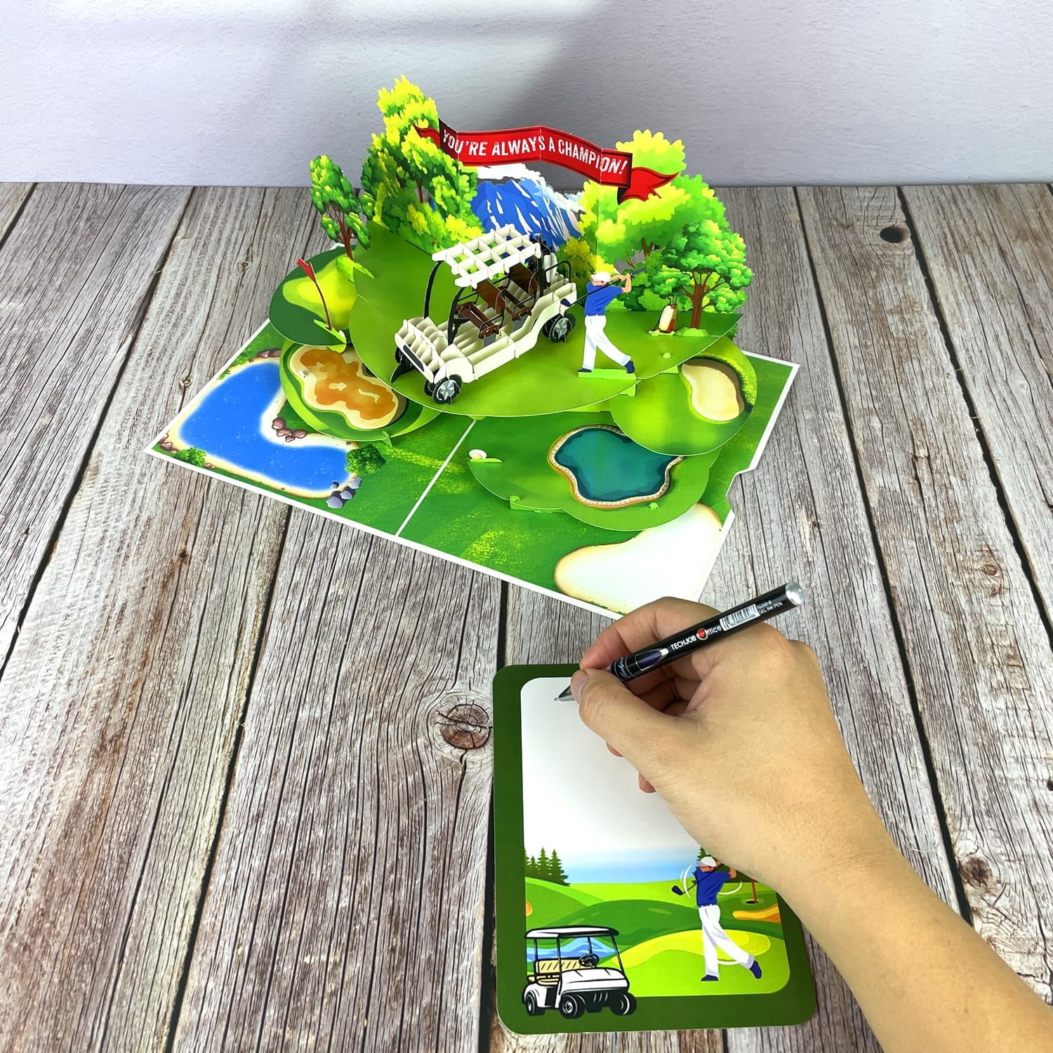 Champion Golf Pop Up Birthday Card – 3D Fathers Day Card for Men, Dad, Husband, Grandpa, Son – Unique Greeting for Golf Lovers, Anniversary, Retirement, Boss – “You’re Always a Champion!” – 6x8 in
