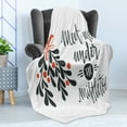 thumbnail image 4 of Saying Soft Flannel Fleece Throw Blanket, Meet Me Under the Mistletoe Christmas Themed Modern Phrase Floral, Cozy Plush for Indoor and Outdoor Use, 50" x 70", Charcoal Grey Vermilion, by Ambesonne, 4 of 5