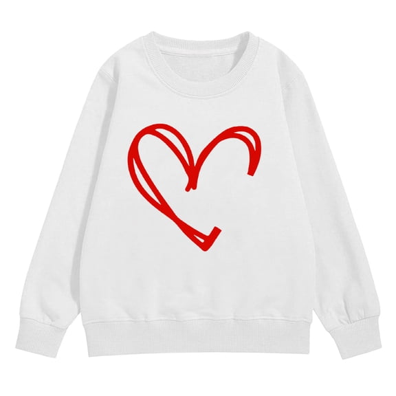 YunPes Kids Crewneck Fleece Pullover Tops Cute Heart Print Sweatshirts for Teen Girls Casual Cozy Tops Fall Winter Trendy Clothes