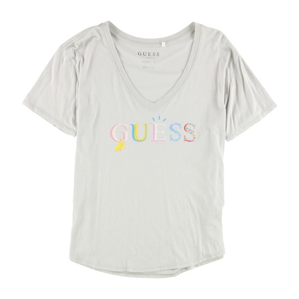 GUESS Camiseta gráfica informal para mujer, gris, grande Guess Camiseta gráfica