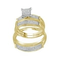 thumbnail image 2 of 10kt Yellow Gold His Hers Round Diamond Square Matching Wedding Set 3/8 Cttw, 2 of 4