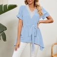thumbnail image 2 of Blouses et Hauts pour Femmes Mode Femmes Couleur Unie Confortable Blouse Décontractée Sans Manches Col en V Bandage, 2 of 9