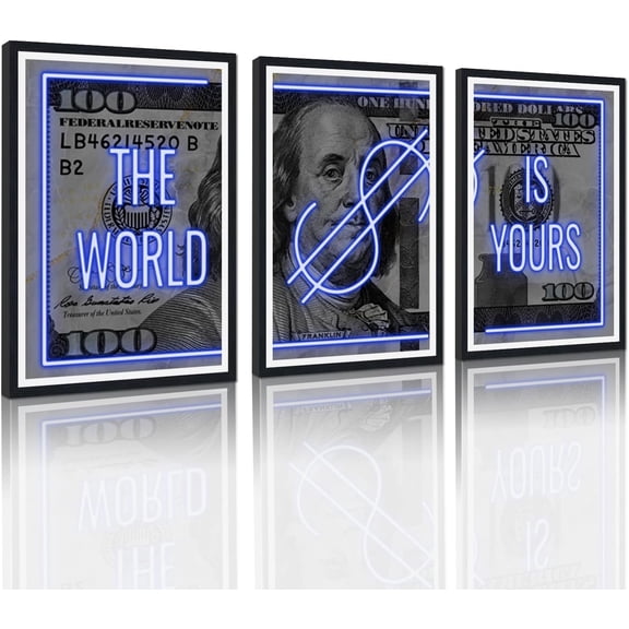 Hieng Dollar Money Canvas Wall Art Decor Vintage 100 Dollar Bill Motivational Poster Painting for Home Decor and Office Living Room Artwork Unframed