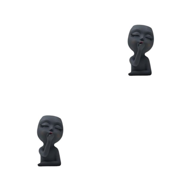 Guardoinrt Pot de Jardinière Multifonctionnelle avec une Résine Unique Robuste et Durable Planteur Succulent Visage Pot de Fleur Jardinières Visage Gris 2Set