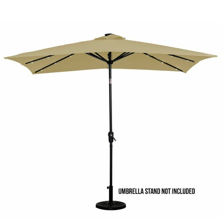 Sun Ray - 9'x7' Rectangular Solar Lighted Umbrella - Teal