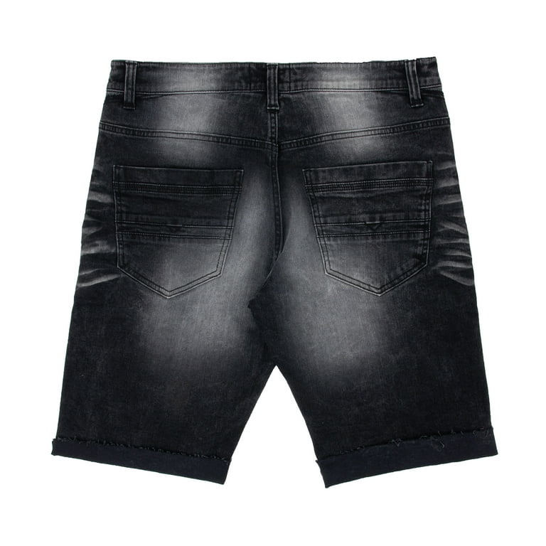 Black denim shorts ripped mens deals