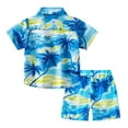 thumbnail image 4 of WOYY Little Boys Hawaii Beach Outfits Short Sleeve Button-Down Shirt Shorts Set, Sizes 5-6Y, 4 of 4
