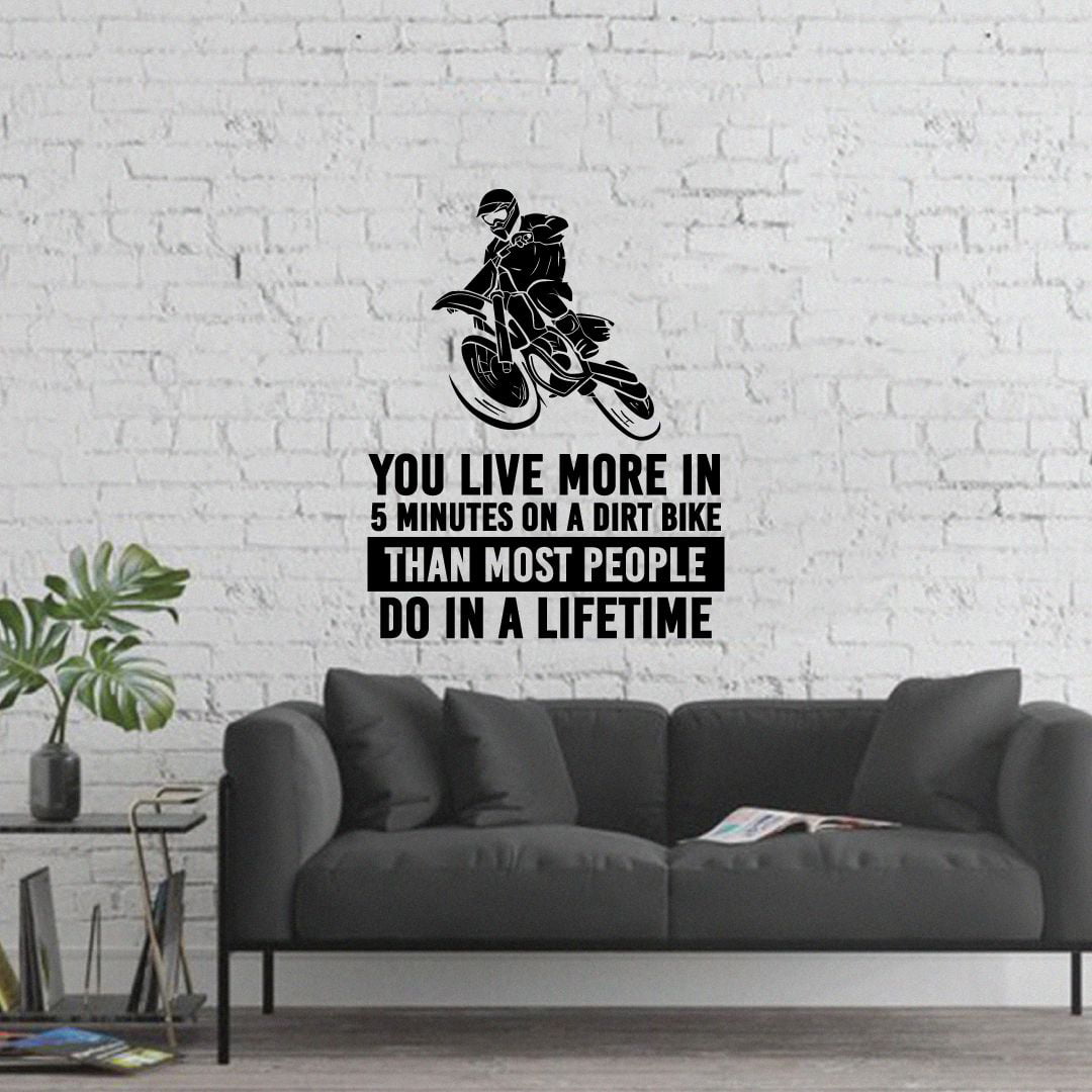 Dirt Bike You Live More In 5 Minutes On A Dirt Bike Vinyl Wall Art Sticker  Decal Sports Boys Kids Room Design Bedroom Bike Extreme Sports House Home  Decor Wall Sticker Decoration