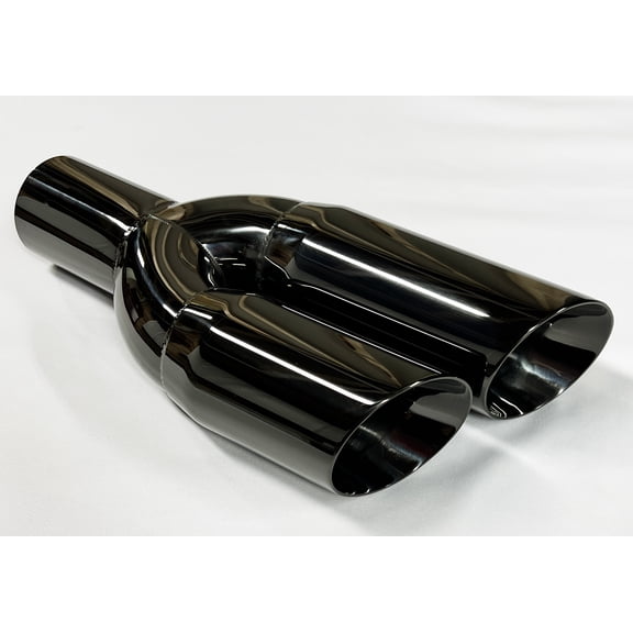 Exhaust Tip 3.00" Inlet 3.00" Outlet 13.50" long Dual Round Slant Angle Black Stainless Steel WDWDRS30013-300-BK-SS Wesdon Exhaust Tip