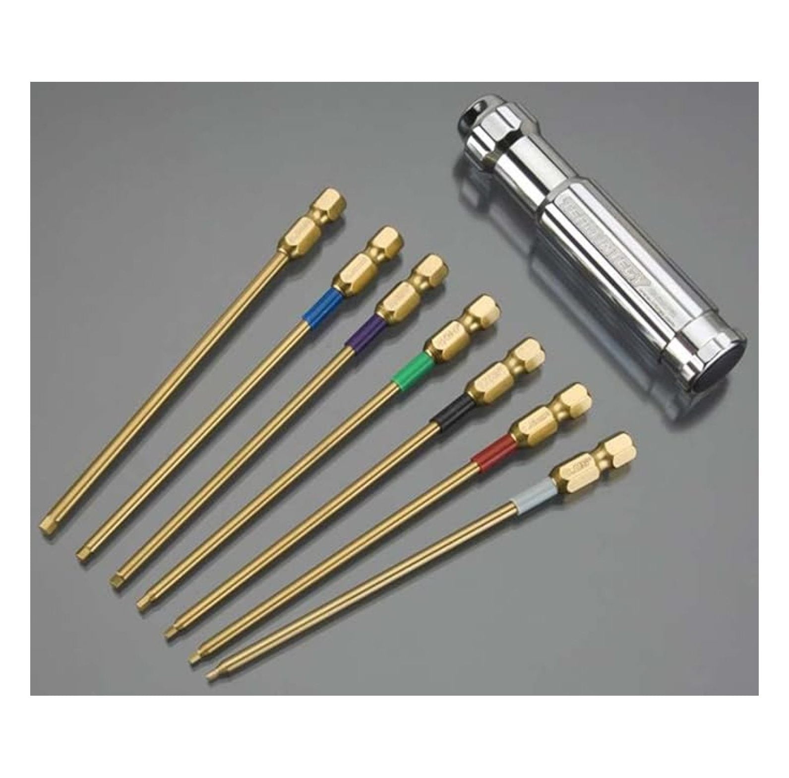 Hex Wrench Set 7-Piece - QuickPit Allen Key Set with Interchangeable Tips, Color Coded, Laser Etched, RC Tools for Model Cars, Hobby & DIY Projects