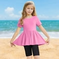 thumbnail image 2 of Bovxnpu Girls 2 Piece Outfits Set, Girls Summer Outfits Short Sleeve Ruffle Hem Top and Biker Shorts Set Girl Clothes, Toddler Kids Cute Solid Color Loose Soft Short Sleeve Yoga Shorts Suit 8 Years, 2 of 9