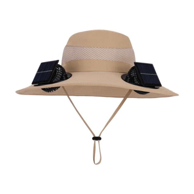 Sombrero de pescador con ventilador solar ajustable para verano, ideal para pesca, senderismo y playa. Caqui