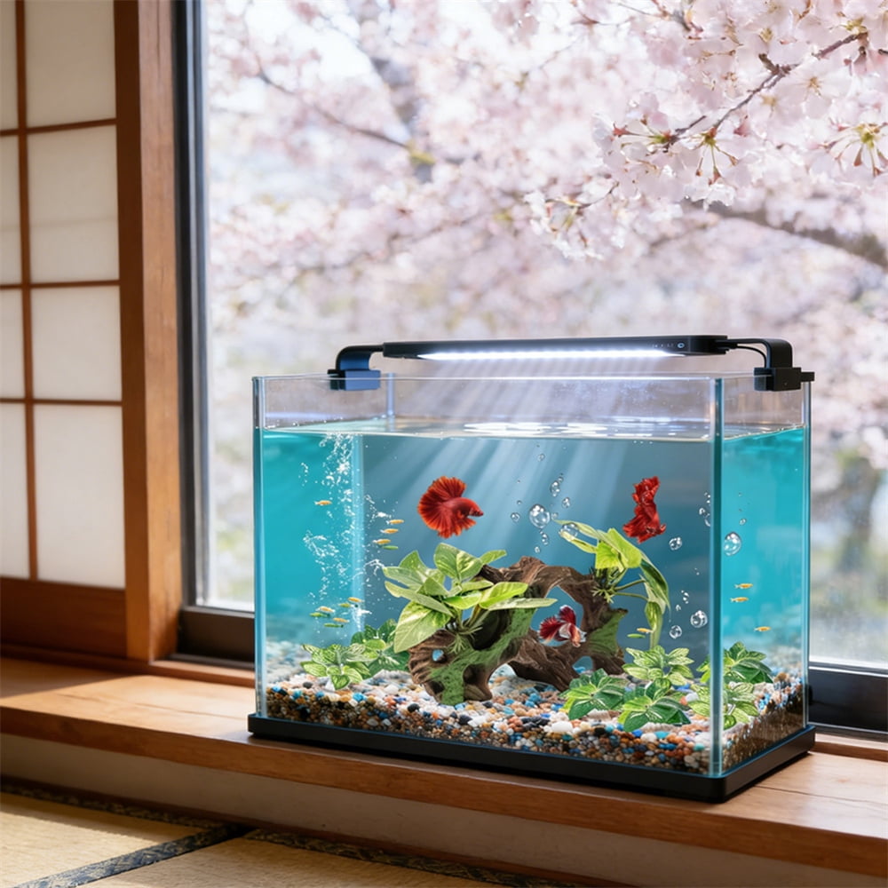 HXRH Fish Tank Decorations Aquarium Decor Ornaments Silk Aquarium Plants and Hollow Tree Trunk Decor for Betta Fish Tank Accessories