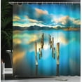 thumbnail image 4 of Ambesonne Turquoise Shower Curtain, Clouds Ocean Nature, 69"Wx84"L, Turquoise and White, 4 of 5