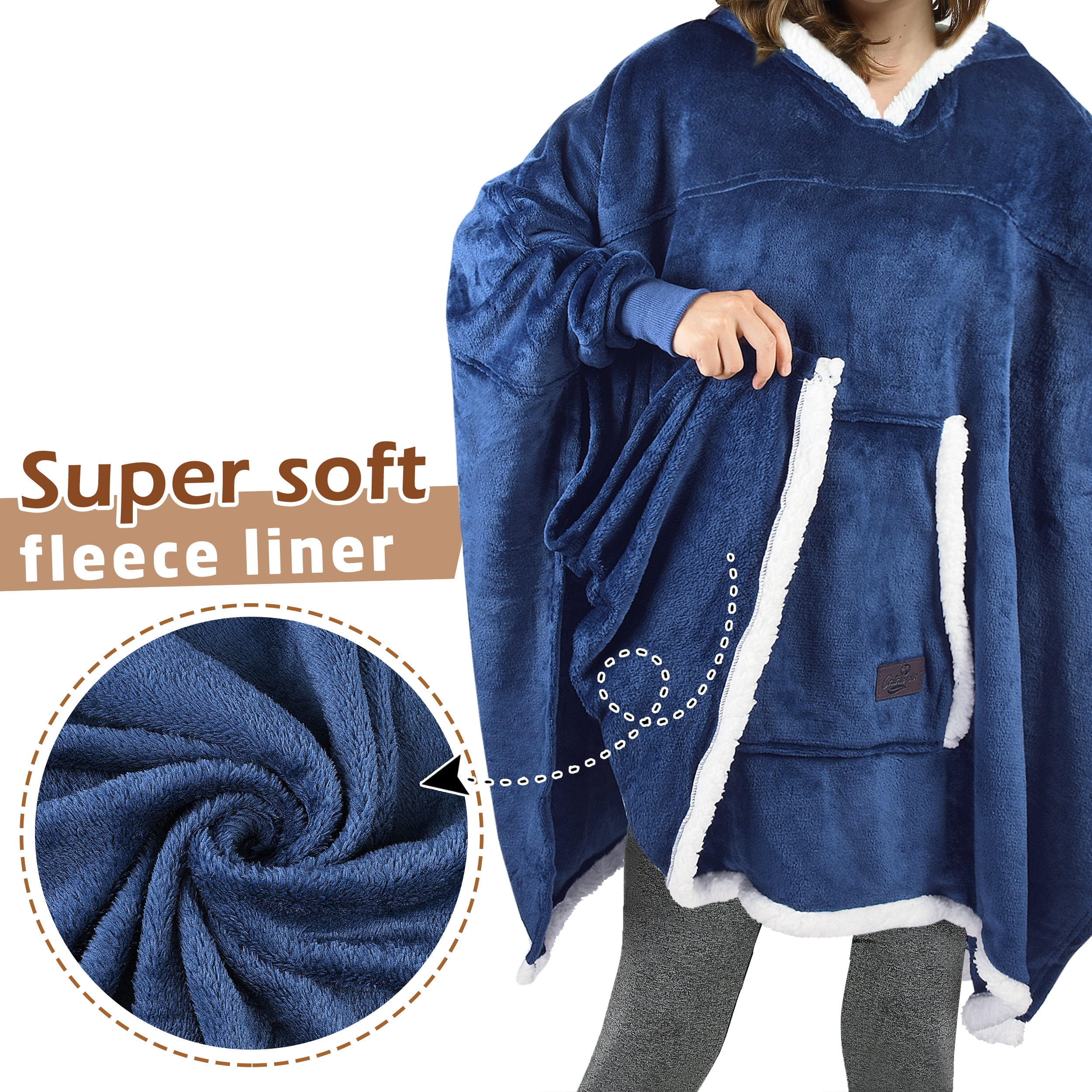 Oversized Hooded Poncho Cape, Casual Hoodie Sweatshirt, Batwing Coat Pullover | Light Weight, Cozy, Comfortable, Roomy | for Adults Women Men Teens