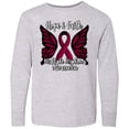 thumbnail image 3 of Inktastic Multiple Myeloma Cancer Awareness Hope & Faith with Butterfly Ribbon Long Sleeve Youth T-Shirt, 3 of 5