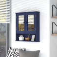 thumbnail image 2 of Taohfe Botiquín Azul Botiquines Para Baño Con Espejo 2 Puertas 3 Estantes Abiertos Gabinete De Baño Montado En La Pared Gabinete De Almacenamiento De Baño De Madera Sobre Inodoro Gabinete De Baño Lava, 2 of 5