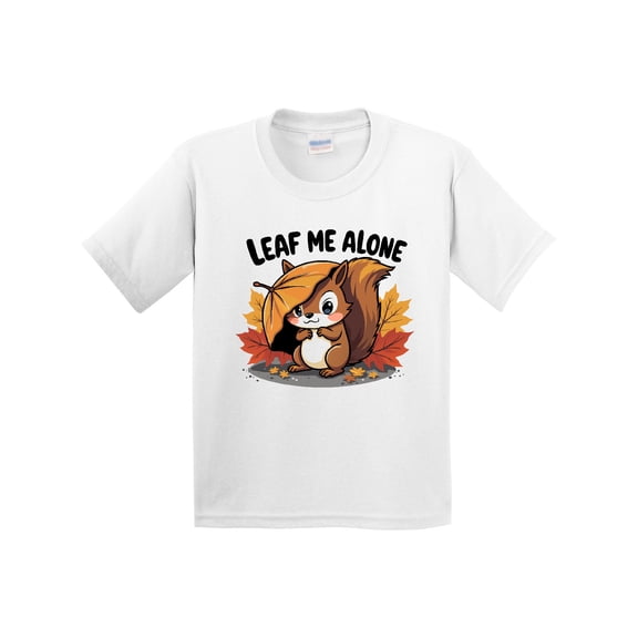 Inktastic Leaf Me Alone Funny Autumn Fall Squirrel Youth T-Shirt