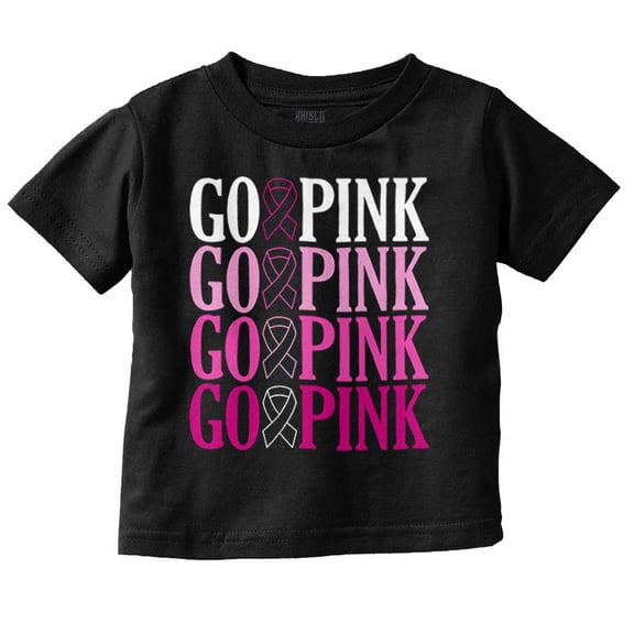 Breast Cancer Go Pink Ribbon Gradient Toddler Baby Girl T Shirt Brisco Brands 6M