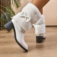 thumbnail image 6 of Wowcloth Women's Fashion Winter Fleece-Lined Ankle Boots – Cozy Solid Color Bowknot Pointed Toe Mid Heel Chunky Heel for Stylish Casual Outfits, 6 of 8