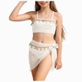thumbnail image 1 of gdxvjhbj Modest Swimsuits for Teens Girl's Cute Swimsuits 3 Piece Print Ruffle Bathing Suits with Mesh Cover Up Kimonos Trendy Size 12-13 (White,12-13 Years), 1 of 9