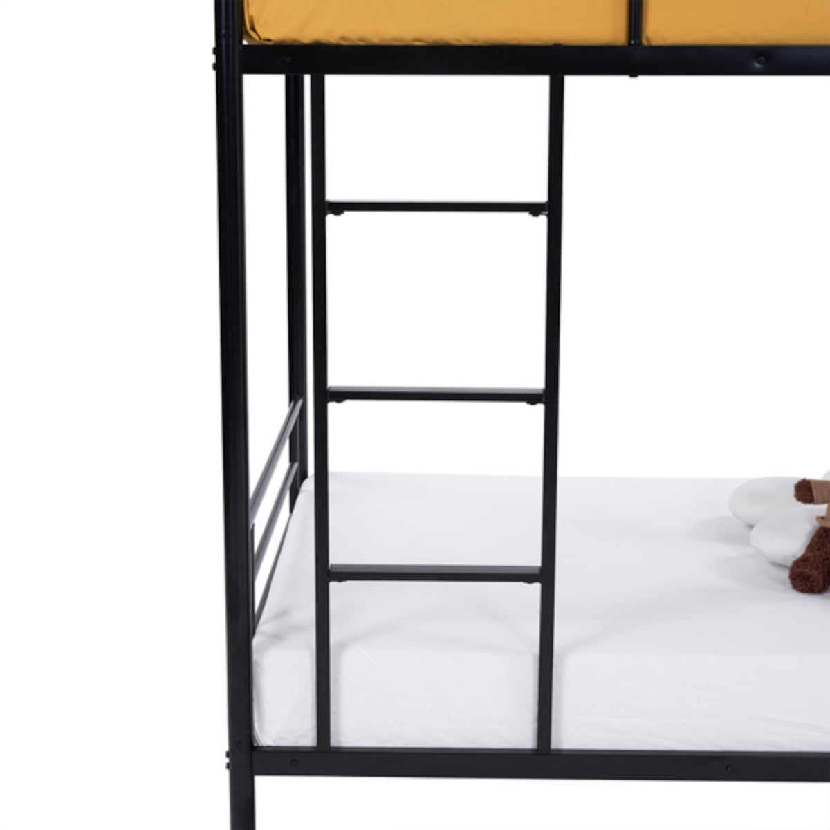 Alvantor Twin over Twin Metal Bunk Bed with Side Ladder and Safety Guardrails, Black