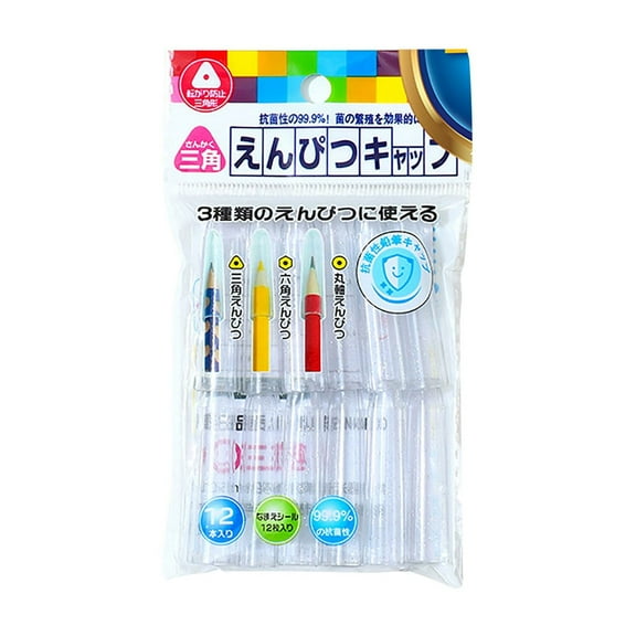 Toolix Office&Craft&Stationery 12 Pieces Of Transparent Antibacterial Pencil Caps