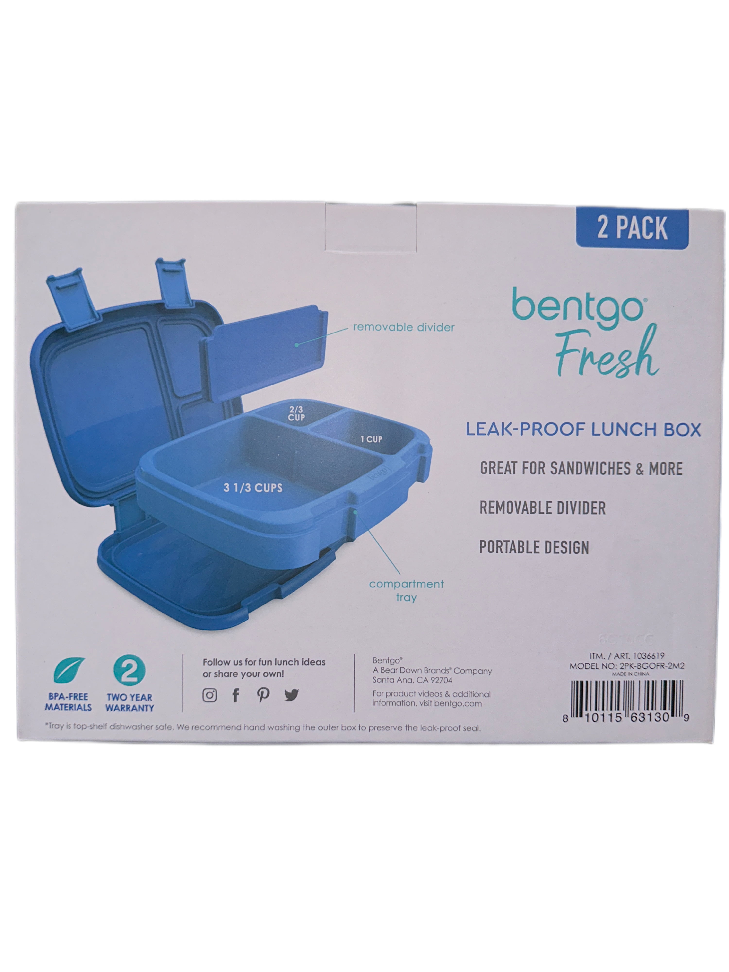 Bentgo Fresh Lunch Box, 2 Pk. Gray