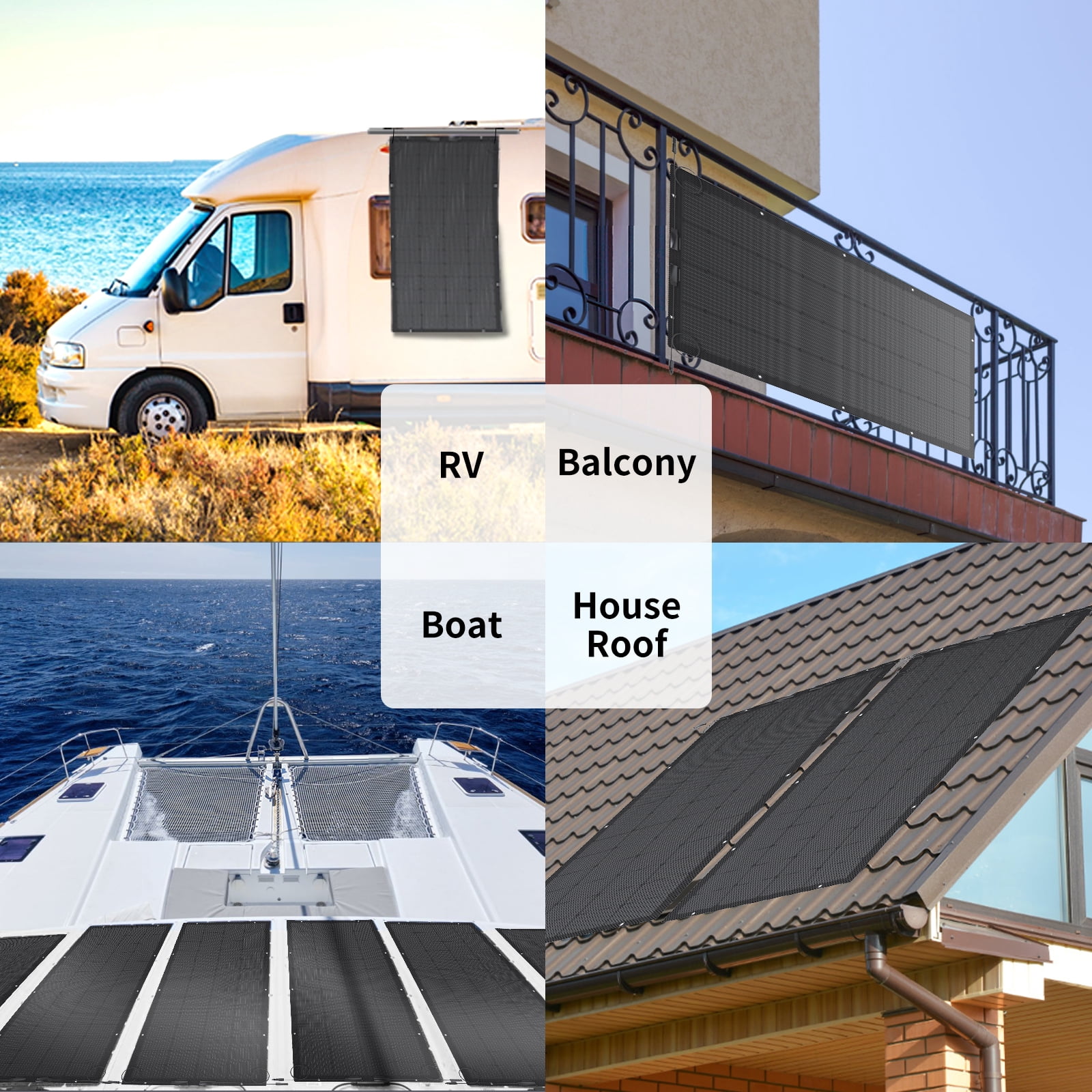 Sanraifu Flexible Solar Panel 200W, IP68, 12 Years Warranty, RV, Boat, Uneven Surfaces