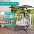 thumbnail image 4 of FKSLIFE Outdoor Indoor Double Hanging Wicker Egg Chair Swing With Stand Canopy Cushion for Patio Garden Bedroom Living Room Max 620lbs, 4 of 8