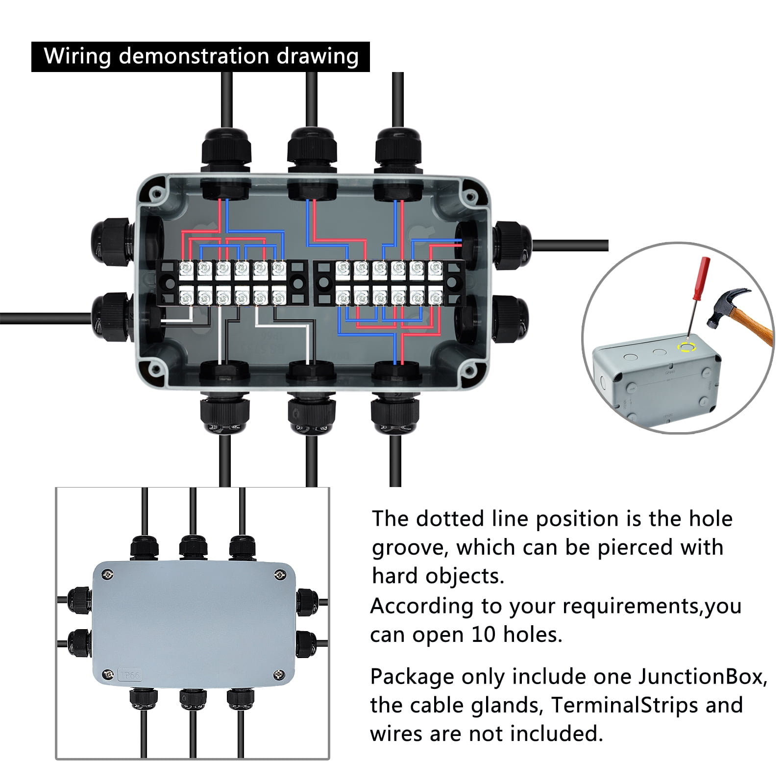 GREENCYCLE 5PK Junction Box ABS Plastic Dustproof Waterproof IP66 External Universal Electrical Project Enclosure Grey 7 1/8” x 4 1/2 ”x 4“ inch（181x111x100 mm） fit 20mm Cable Gland for Outdoor Use