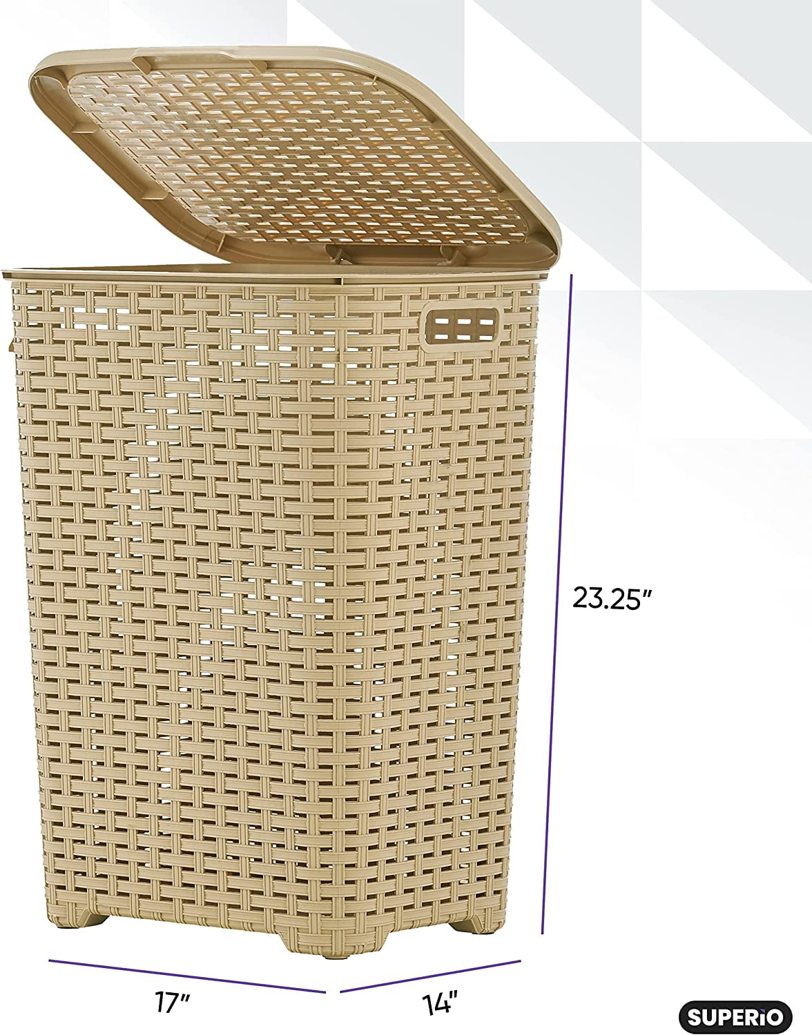 HOMEH Dirty Clothes Bucket, Plastic Imitation Rattan Laundry Basket with  Cover Used for Clothing Toy Storage (3 Colors) (Color : Beige)